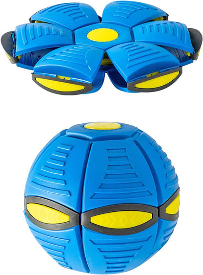 UFO Flying Saucer Dog Toy - Interactive Transforming Ball with LEDs
