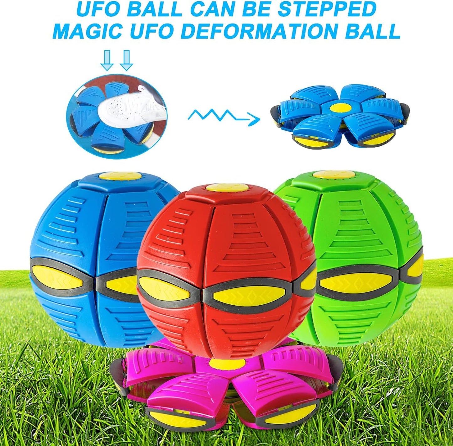 UFO Flying Saucer Dog Toy - Interactive Transforming Ball with LEDs