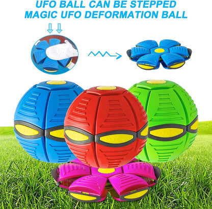 UFO Flying Saucer Dog Toy - Interactive Transforming Ball with LEDs