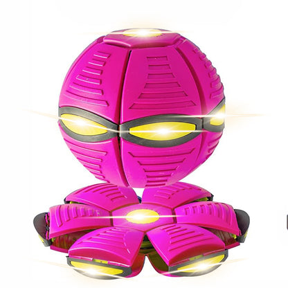 UFO Flying Saucer Dog Toy - Interactive Transforming Ball with LEDs